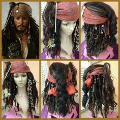 Pirate Hairstyles For Short Hair, Female Short Hair, Jack Sparrow Costume, Accessories Cosplay