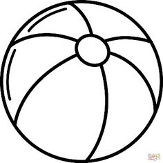 a black and white drawing of a beach ball