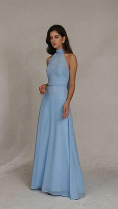 Halter Neck Dress Formal, Simple Dresses Long, High Neck Bridesmaid Dresses, High Neck Dress Formal, Halter Dress Formal, Sky Blue Bridesmaid Dresses, Halter Neck Gown, Gorgeous Bridesmaid Dresses, Blue Halter Dress