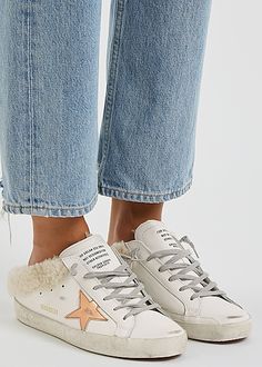 Golden Goose Superstar distressed leather sneakers - Harvey Nichols White Leather Sneakers, Harvey Nichols, Distressed Leather, Low Back, Sneakers White, Leather Sneakers