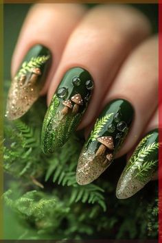 Witchy Nails, Fall Nail Art Designs, Fall Nail Art, Nail Designs Spring, Fall Nail Designs, Nail Art Inspiration, Valentines Nails, Green Nails