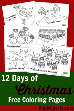 twelve days of christmas coloring pages with the text 12 days of christmas free coloring pages