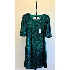 New With Tags Zip Closure Fully Lined Sleeve 12" Chest 30" Length 34" Size S Pretty Dress Perfect For A Holiday Party No Flaws, Rips, Or Visible Wear *Usps Retail Ground Shipping - Buyer Pays Shipping *Ships Within 3 Business Days Sleeve Formal Dress, Sequin Shorts, Pretty Dress, Formal Dress, A Holiday, Holiday Party, Emerald Green, Pretty Dresses, Emerald