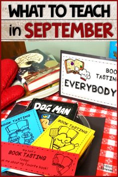 what to teach in september with books on the table and red checkered tablecloth