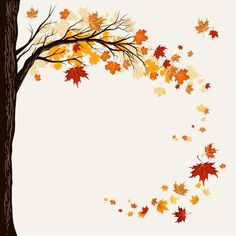 an autumn tree with falling leaves