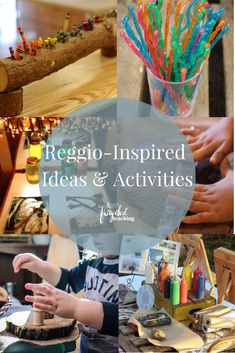 a collage of images with the words regio - inspired ideas and activities