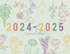 a colorful calendar with flowers and plants on it's cover for the new year