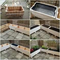 several pictures of different types of raised planters