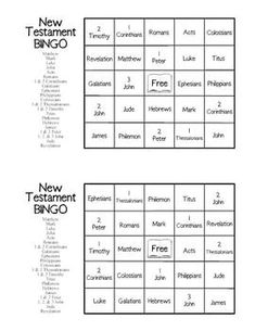 the new testament bingo is shown in three different styles