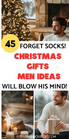 christmas gifts for men with the text, 45 forget socks gift ideas will blow his mind