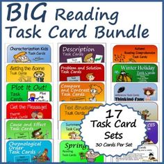 the big reading task card bundle is shown