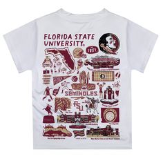 Florida State Seminoles Hand Sketched Vive La Fete Impressions Artwork Boys Gold Short Sleeve Tee Shirt - Vive La Fête - Online Apparel Store School Crew Neck Sublimation T-shirt With Graphic Print, Graphic Tee With Character Print For Fan Merchandise, Fan Merchandise Graphic Tee With Character Print, White Sublimation Design T-shirt With Graphic Print For School, White Sublimation Design With Graphic Print For School, School Spirit Crew Neck T-shirt With Character Print, School Spirit T-shirt With Character Print, School Graphic Tee Shirt With Graphic Print, White Graphic Print T-shirt For School