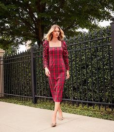 Antonio Melani Elena Plaid Square Neck Long Ruched Sleeve Dress | Dillard's Holiday Cocktail Dress, Holiday Cocktail, Ruched Sleeve, Career Woman, Red Tartan, Holiday Style, Antonio Melani, Gianni Bini, Dillard's