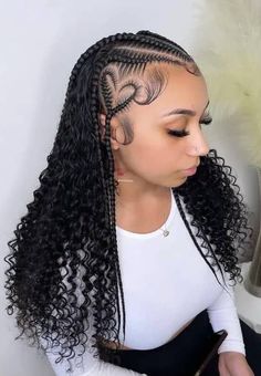 Box Braids With Heart And Curls, Braids With Tiara, Fulani Braids With Heart And Curls, Cute Birthday Braid Hairstyles, Fancy Braids For Black Women, Braids For Holiday, Heart Braid Styles, Holiday Braids Black Women, Cornrows With Heart Design