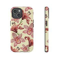 an iphone case with pink flowers on it