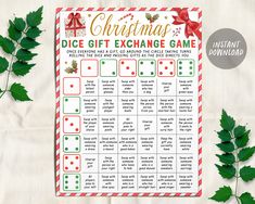 printable christmas dice gift exchange game