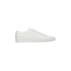 Common Projects low-top sneaker in soft leather. Runs large; consider ordering one size down. 1" platform heel. Round toe. Lace-up front. Golden embossed numbers at heel. Rubber outsole. "Achilles" is made in Italy. White Low-top Leather Shoes With Stitched Sole, White Sole Leather Slip-on Sneakers With Round Toe, White Low-top Sneakers With Stitched Sole, Common Projects Achilles Low, Common Projects Men, Balenciaga Trainers, White Leather Sneakers With Fade-resistant Material, Balenciaga Mens, Socks Sneakers