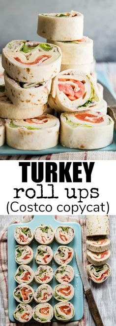 turkey roll ups costco copycat with text overlay that reads turkey roll ups costco copycat