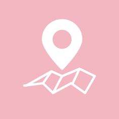 a map with a pin on it and the word'location'in white over a pink background