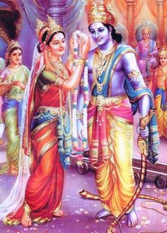 Sita Rama, Sita's Svayamvara. we already shared this moment, remember??? Carried the pic for 10 yrs in wallet... Rama And Sita, Indian Painting, Opera, Ram