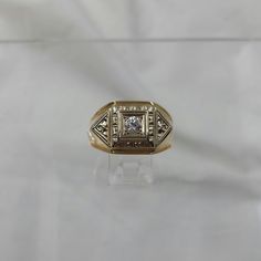 Gold Ring With Diamond, Yellow Gold Diamond Ring, Ring With Diamond, Gold Diamond Ring, Late 20th Century, Yellow Gold Ring, One 1, Yellow Gold Rings, Round Brilliant