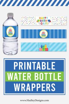 printable water bottle wrappers for birthdays