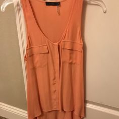 High Low Hem, Super Cute Top , Never Worn!! Trendy Peach Tank Top, Trendy Peach Spring Tank Top, Casual Peach Sleeveless Tank Top, Casual Peach Tank Top For Beach, Trendy Sleeveless Peach Top, Fitted Casual Peach Tank Top, Casual Fitted Peach Tank Top, Cute Top, High Low Hem