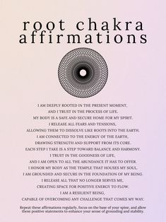 Root Chakra Affirmations, Chakra Health, Neural Connections, Moon Energy, Base Chakra, Chakra Affirmations, Divine Feminine Spirituality, Energy Healing Spirituality, Vision Board Affirmations