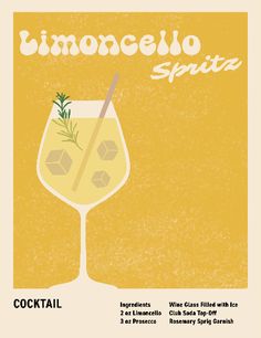 a poster with an image of a glass of wine and the words limonocelo sprita