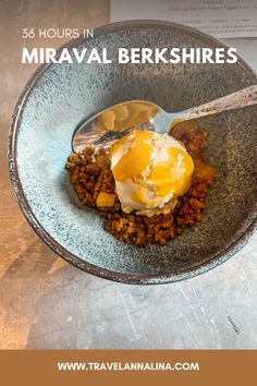 a bowl filled with food on top of a table