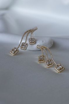 Earrings Trendy Clip-on Drop Earrings For Wedding, Chic Ear Cuff For Pierced Ears As Gift, Trendy Drop Earrings With Plating, Trendy Plated Drop Earrings, Trendy Crystal Wedding Earrings For Pierced Ears, Elegant Pierced Ear Cuff As Gift, Elegant Plated Drop Plug Earrings, Trendy Dangle Crystal Earrings For Wedding, Elegant Dangle Clip-on Ear Cuff