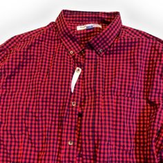 Men's Long Sleeve Button Down Shirt (Xxl) Slim-Fit Small Checkered Button Up Built-In Flex Brand: Old Navy Msrp: $34.99 * All Of The Pictures Were Taken By Me Of The Exact Item * * No Stock Photos * * Nwt * * New With Tags * Red Relaxed Fit Button-up Flannel Shirt, Red Relaxed Fit Flannel Button-up Shirt, Casual Red Shirt With Placket, Red Casual Shirt With Placket, Casual Red Flannel Shirt With Buttons, Red Shirt With Buttons And Relaxed Fit, Red Relaxed Fit Shirt With Buttons, Red Snap Button-up Shirt, Men's Uniform