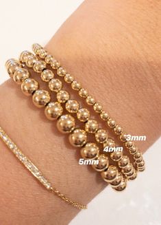 14k Gold Filled Beaded Stacking Bracelet with 3mm, 4mm or 5mm Ball Beads; gold ball bead bracelet; b Stacked Bracelets, Bullet Jewelry, Beach Room, Bracelet Minimalist, Jewelry Lockets, Baby Bracelet, Premier Designs Jewelry, Gold Bead Bracelets, Arm Party