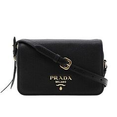 Prada Crossbody Flop Camera Bag Black Leather 1BD163 New  | eBay Leather Flap Bag With Dust Bag, Black Textured Leather Crossbody Flap Bag, Prada Crossbody, Black Bag, Camera Bag, Prada, Black Leather, Free Shipping, Best Deals