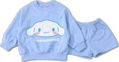 Toddler Sanrio Sweatshirt and Shorts Set (1-5y) - Blue - AT NOON STORE Cinnamoroll Sweater, Cinnamoroll Sweatshirt, Cinnamoroll Hoodie With Ears, Blue Kawaii T-shirt With Crew Neck, Sanrio Baby Clothes, Sweatshirt And Shorts, Blue Sweatshirt, Shorts Set, Short Sets