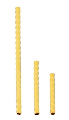 three yellow candles sitting next to each other