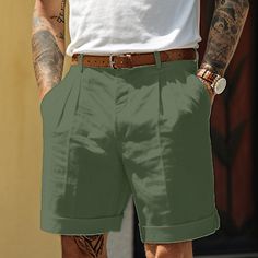 Season:Summer; Fabric:Linen Cotton Blend; Gender:Men's; Style:Designer,Fashion; Occasion:Holiday,Daily,Casual; Fit Type:Regular Fit; Function:Breathable,Comfort; Waistline:Mid Waist; Pattern:Plain; Design:Pleats,Straight Leg,Pocket; Brand:OUKU; Pants Type:Shorts,Linen Shorts,Pleated Shorts,Dress Shorts,Summer Shorts; Fly Type:Button; Front page:FF; Listing Date:12/13/2023; Hips:; Length:; Waist:; Pants Length:Short Khaki Bottoms With Built-in Shorts For Summer, Summer Khaki Bottoms With Built-in Shorts, Casual Khaki Shorts For Summer, Khaki Shorts With Pockets For Summer, Khaki Summer Shorts With Pockets, Solid Bermuda Shorts With Built-in Shorts For Summer, Summer Khaki Shorts With Pockets, Casual Non-stretch Beach Shorts, Non-stretch Casual Beach Shorts