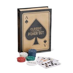 the classic poker set is shown with four cards