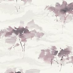 an abstract painting with pink flowers on white paper