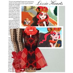 a red and black dress is featured in the article, which features images of princesses