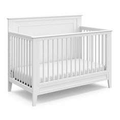 White crib angled Baby Cribs Convertible, Baby Crib Mattress, Adjustable Mattress, Mattress Support, Toddler Furniture, Convertible Crib, Soft Bedding, Full Size Bed, Crib Mattress