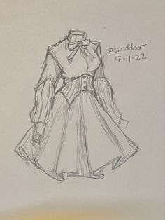 a drawing of a woman's dress with a bow on the neck and sleeves