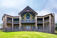 a large building with two balconies on top of it