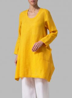 Linen Long Sleeve Top Lagenlook Tunic For Layering With Relaxed Fit, Spring Linen Tunic For Layering, Spring Crew Neck Tunic With Relaxed Fit, Spring Crew Neck Relaxed Fit Tunic, Casual Linen Tunic For Layering, Miss Me Outfits, Linen Long Sleeve Top, Vivid Linen, Linen Clothing