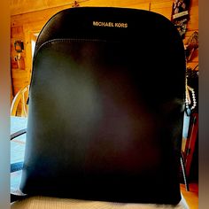 Brand New Never Used Black Leather, Michael Kors Backpack. Smoke Free Home. American Flag Sweater, Michael Kors Backpack, Luggage Backpack, Convertible Bags, Blue Backpack, Michael Kors Black, Black Backpack, Shop Wallpaper, Neon Green