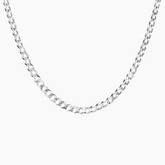 Blake 18 in. Curb Chain Necklace (3mm) - 14K White Gold. Perfect on its own or paired with other necklaces in a chic stack, this trendy curb link chain is a fabulously unique fashion statement. Sterling Silver Necklace With Oval Link Curb Chain, Modern White Gold Cuban Link Necklace, Sterling Silver Curb Chain Necklace, Elegant Silver Cuban Link Necklace, Classic Cuban Link Curb Chain Necklace, White Gold Cuban Link Necklace With Adjustable Chain, Elegant Sterling Silver Cuban Link Necklace, White Gold Cuban Link Necklace With Curb Chain, Sterling Silver Cuban Link Necklace With Adjustable Chain