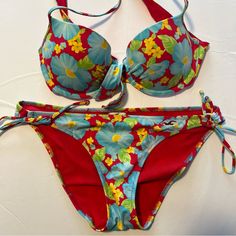 Hollister Floral Push Up Bikini Brand New Condition - Liner Removed Underwire With Small Push Up Cups Top Is Medium Bottom Is Large Adjustable Tie On Bottoms And Top Red Floral Print Swimwear For Beach Party, Red Underwire Swimwear For Beach Party, Red Underwire Swimwear For Beach, Red Padded Swimwear For Summer, Red Padded Swimwear For Beach, Fitted Red Swimwear With Padded Cups, Red Underwire Swimwear For Beach Season, Red Underwire Swimwear For Vacation, Red Stretch Swimwear With Floral Print