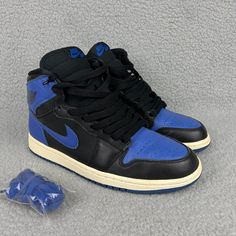 Item: Nike Air Jordan 1 Retro High Og - Royal Size: Men's 8.5 Year: 2013 Condition: Pre-Owned. Comes With Extra Laces, Replacement Insoles, And No Box Flaws: Yellowed Midsoles, Scratches Around The Toe Guard, Stains On The Toe Box, Comes With Replacement Insoles (See Photos) - Shipped Through Usps With Tracking Confirmation - Handling Time 1-2 Business Day - Feel Free To Ask Any Questions You May Have - Everything Is 100% Authentic Black Blue Nike Shoes, Blue Nike Air, Nike Air Jordan 1 Retro, Air Jordan 1 Retro High Og, Air Jordan 1 Retro High, Nike Air Jordan 1, Jordan 1 High, Blue Nike, Air Jordan 1 Retro