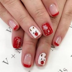 Nails Xmas, Xmas Nail Art, Nagellack Trends, French Tip Acrylic Nails