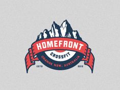 the logo for homefront property, which is located on top of a mountain range